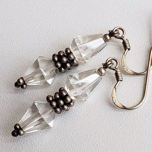 925 STERLING SILVER Vintage CRYSTAL Earrings Handmade by Artist